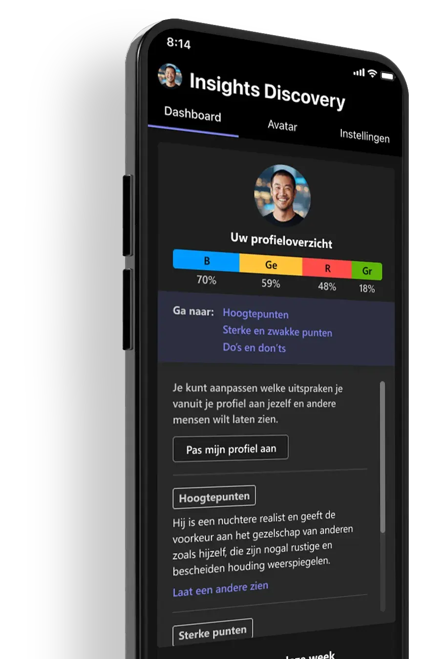 Insights Discovery smartphone app